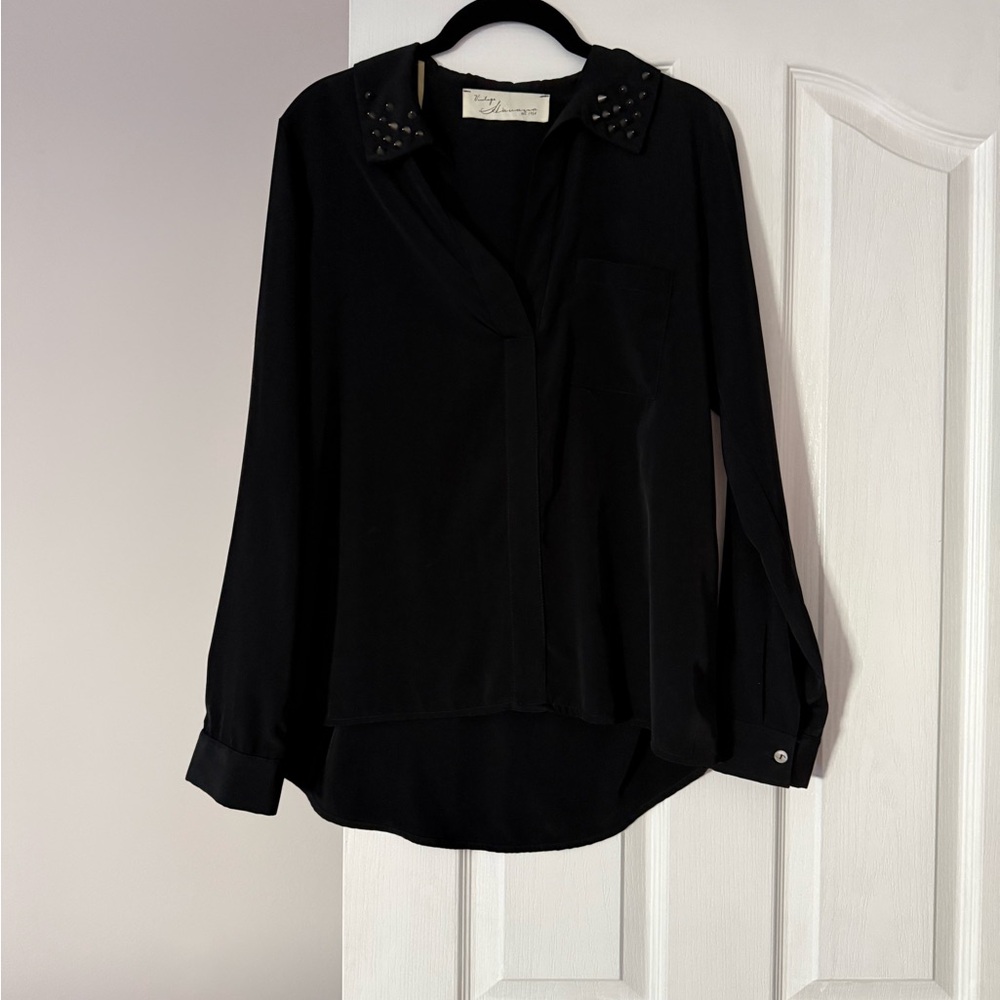 Vintage Havana Black Studded Collar Button-Down Blouse